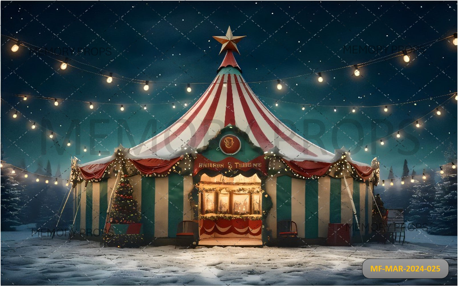 VIBRANT CIRCUS TENT AT NIGHT - PRINTED BACKDROPS