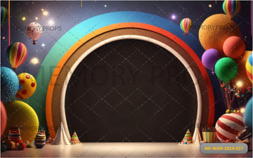 FESTIVE PARTY WITH CARNIVAL BALLOONS STAGE - PRINTED BACKDROPS