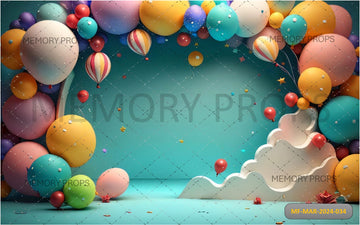 COLOURFUL BALLOONS BIRTHDAY THEME - PRINTED BACKDROPS