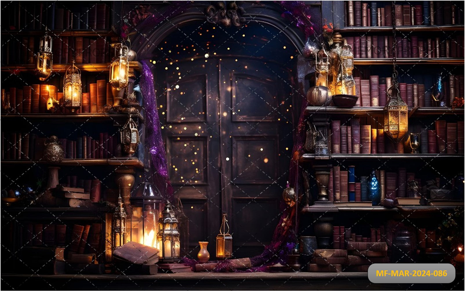 MAGICAL LIBRARY PRINTED BACKDROP