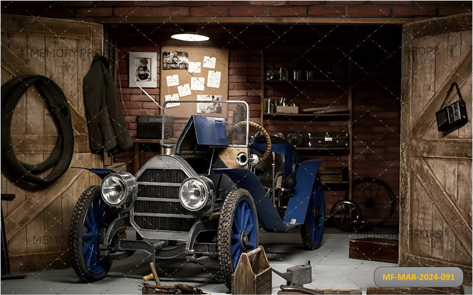 VINTAGE CAR GARAGE PRINTED BACKDROP