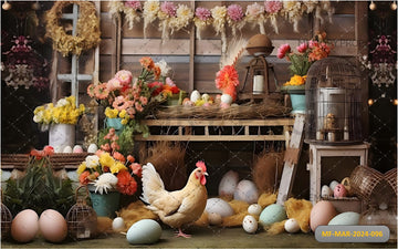 EASTER CELEBRATION WITH BUNNY EGGS PRINTED BACKDROP