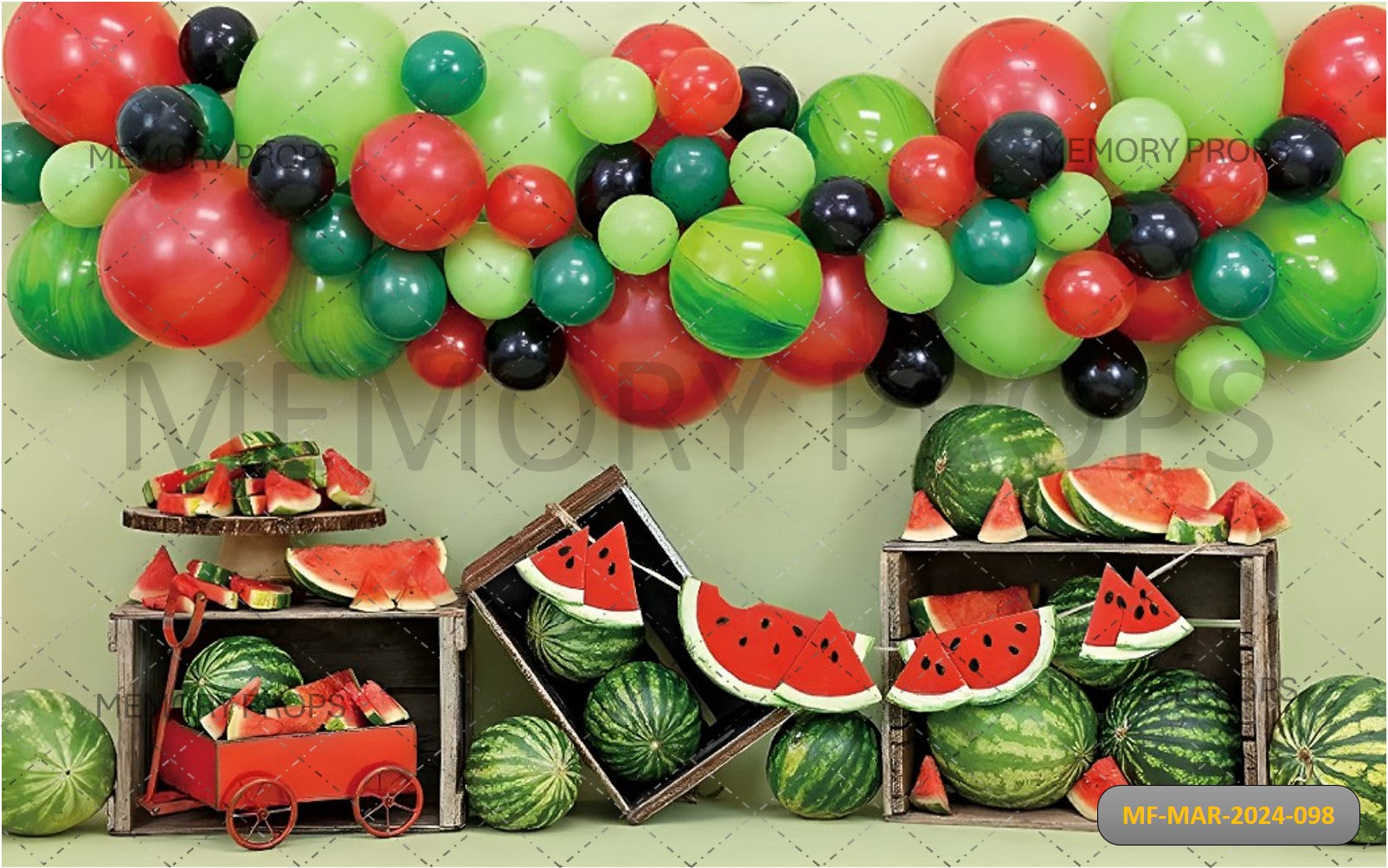 WATERMELON AND BALLOONS THEME PRINTED BACKDROP