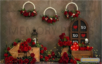 RED ROSE DECORATION VELANTINES DAY PRINTED BACKDROP