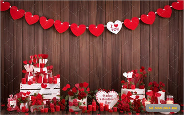 RUSTIC WOODEN ROMANTIC VALENTINES - PRINTED BACKDROPS