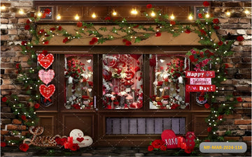 LOFARIS RED FLORAL SHOP BRICK WALL VALENTINES PRINTED BACKDROP