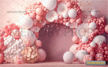 GARLAND ELEMENT RENDER OF BALLOONS PRINTED BACKDROP