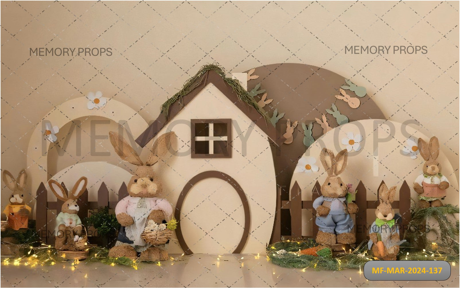 RABBITS HOUSE DECORATION PRINTED BACKDROP