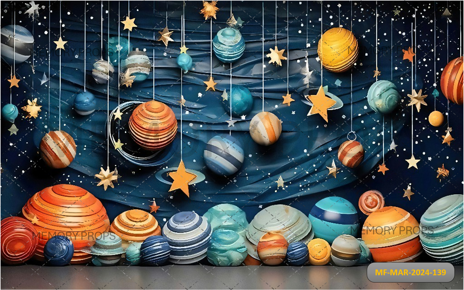 COSMOS MAGIC BALLOONS PLANETS WITH STARS SMASH PRINTED BACKDROP