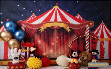 CIRCUS TENT WITH TEDDY BEAR AND BALLOONS - PRINTED BACKDROPS