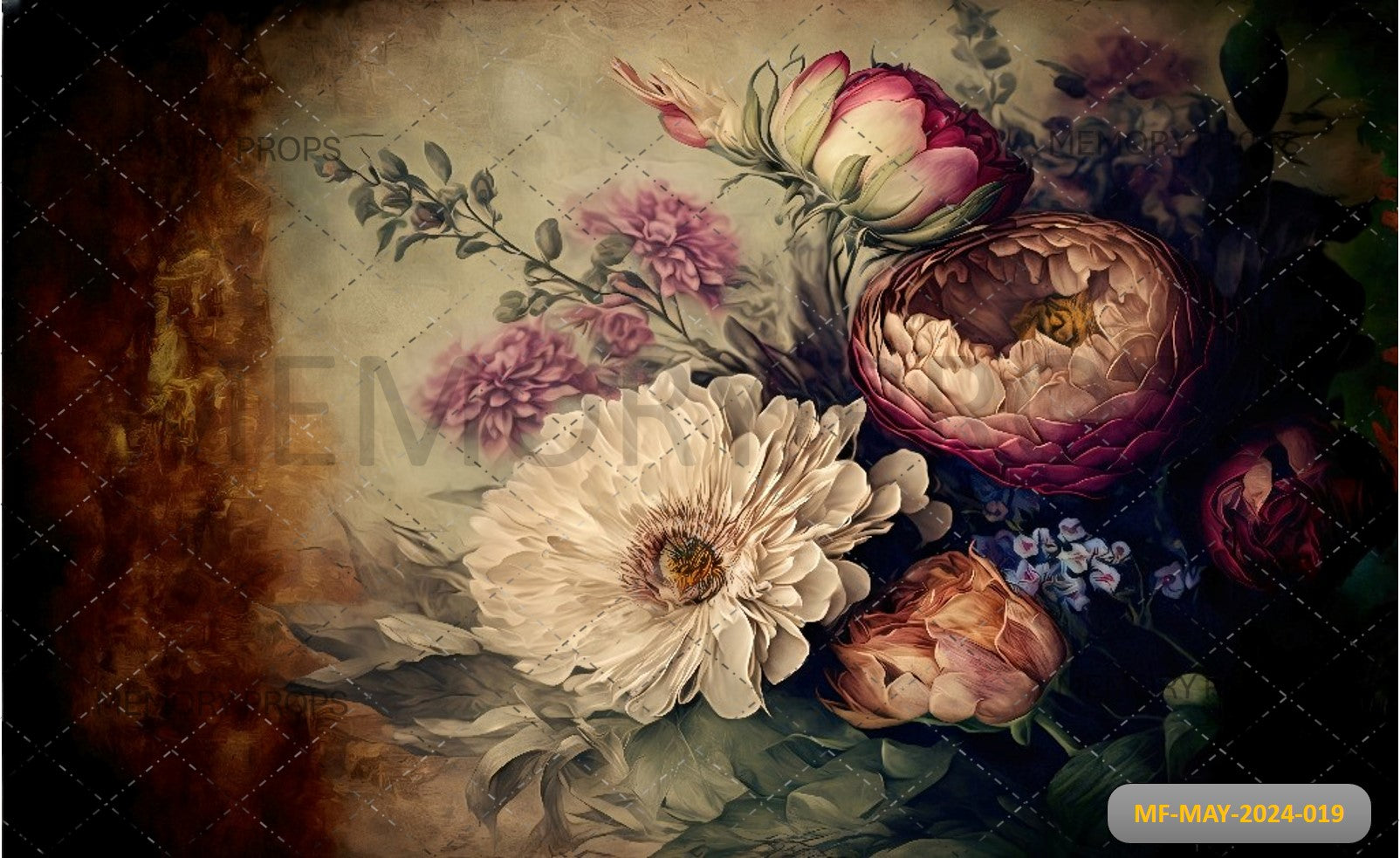 FINE ART STILL LIFE OF FLOWERS - PRINTED BACKDROPS