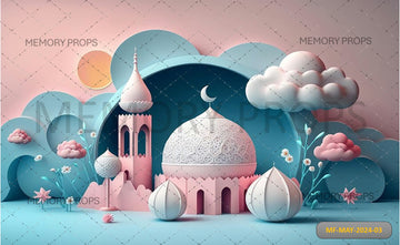 ILLUSTRATION OF A MOSQUE WITH A MOON - PRINTED BACKDROPS