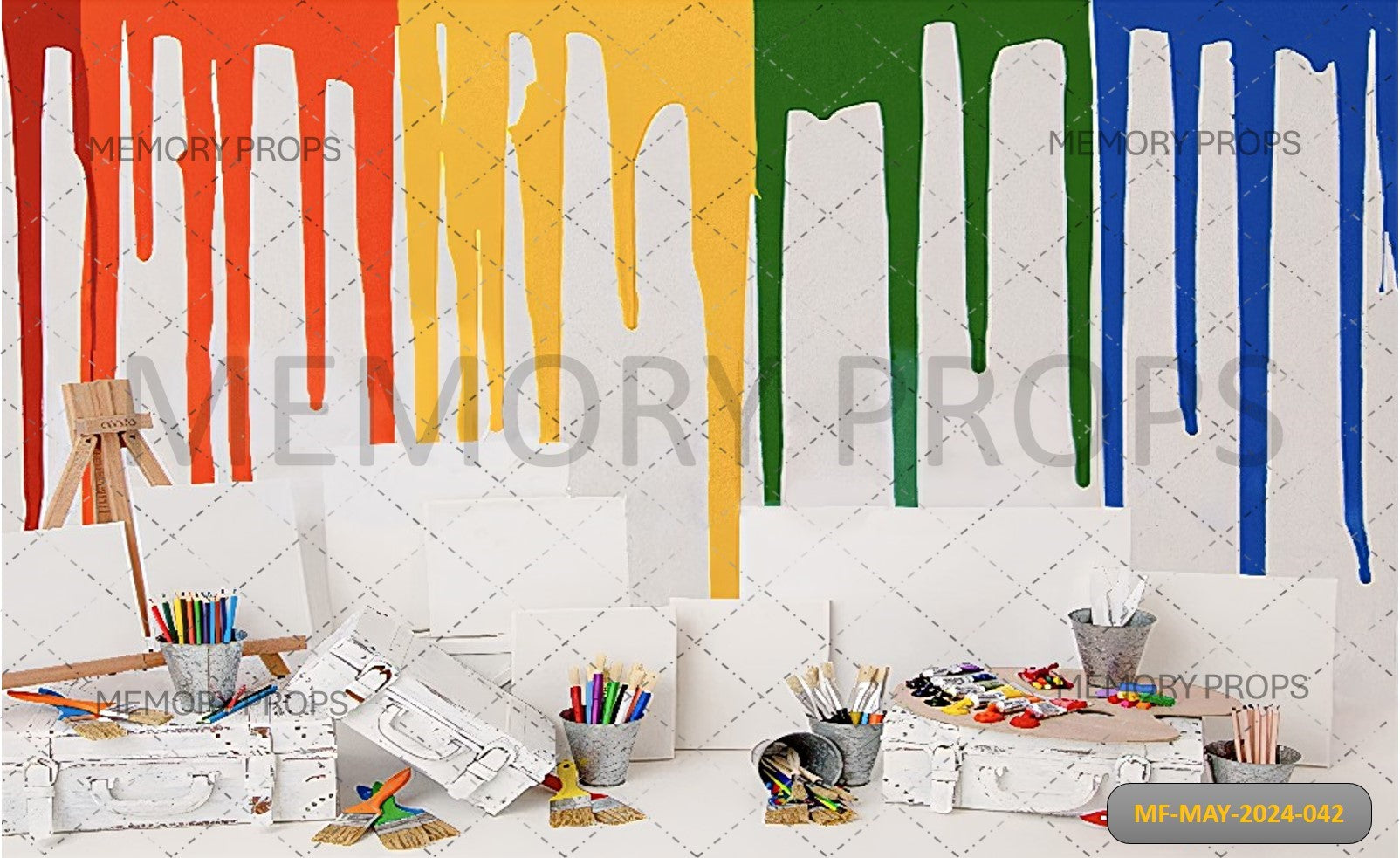 RAINBOW WATERCOLOR GRAFFITI PAINTING WALL- PRINTED BACKDROPS