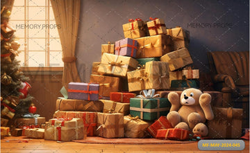 CHRISTMAS GIFTS AND PRESENT UNDER THE TREE - PRINTED BACKDROPS