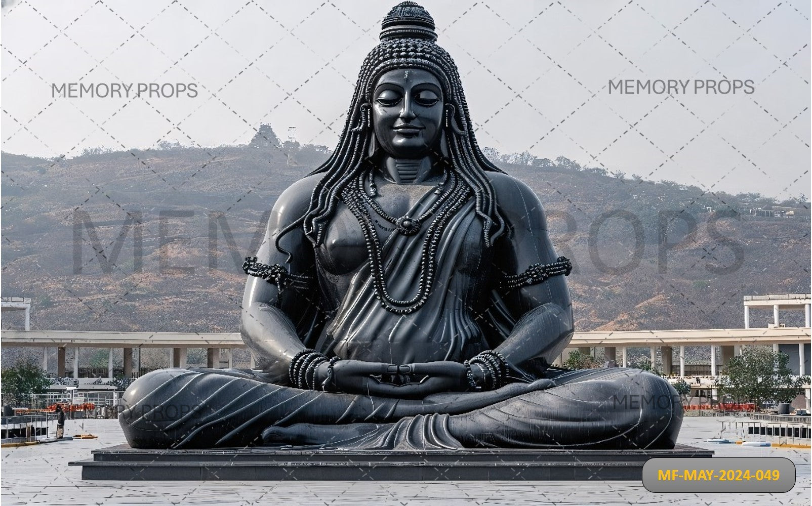 ADIYOGI STATUA WITH RUDRAKSHA MALA - PRINTED BACKDROPS