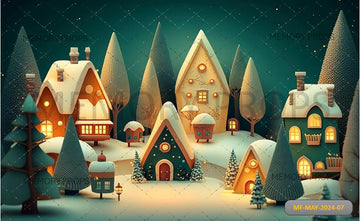 CHRISTMAS VILLAGE SET IN THE SNOW - PRINTED BACKDROPS