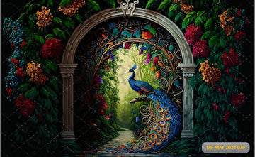 ENCHANTED DOORWAY PEACOCK KRISHNA PRINTED BACKDROP