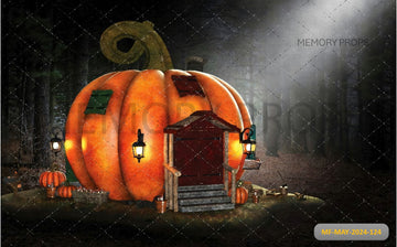 HALLOWEEN PUMPKIN HOUSE PRINTED BACKDROP