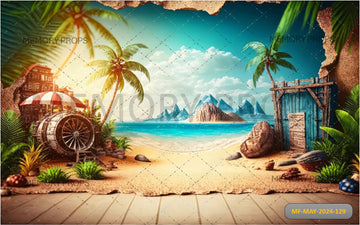 BEACH HOLIDAY WITH SUMMER FESTIVAL PRINTED BACKDROP