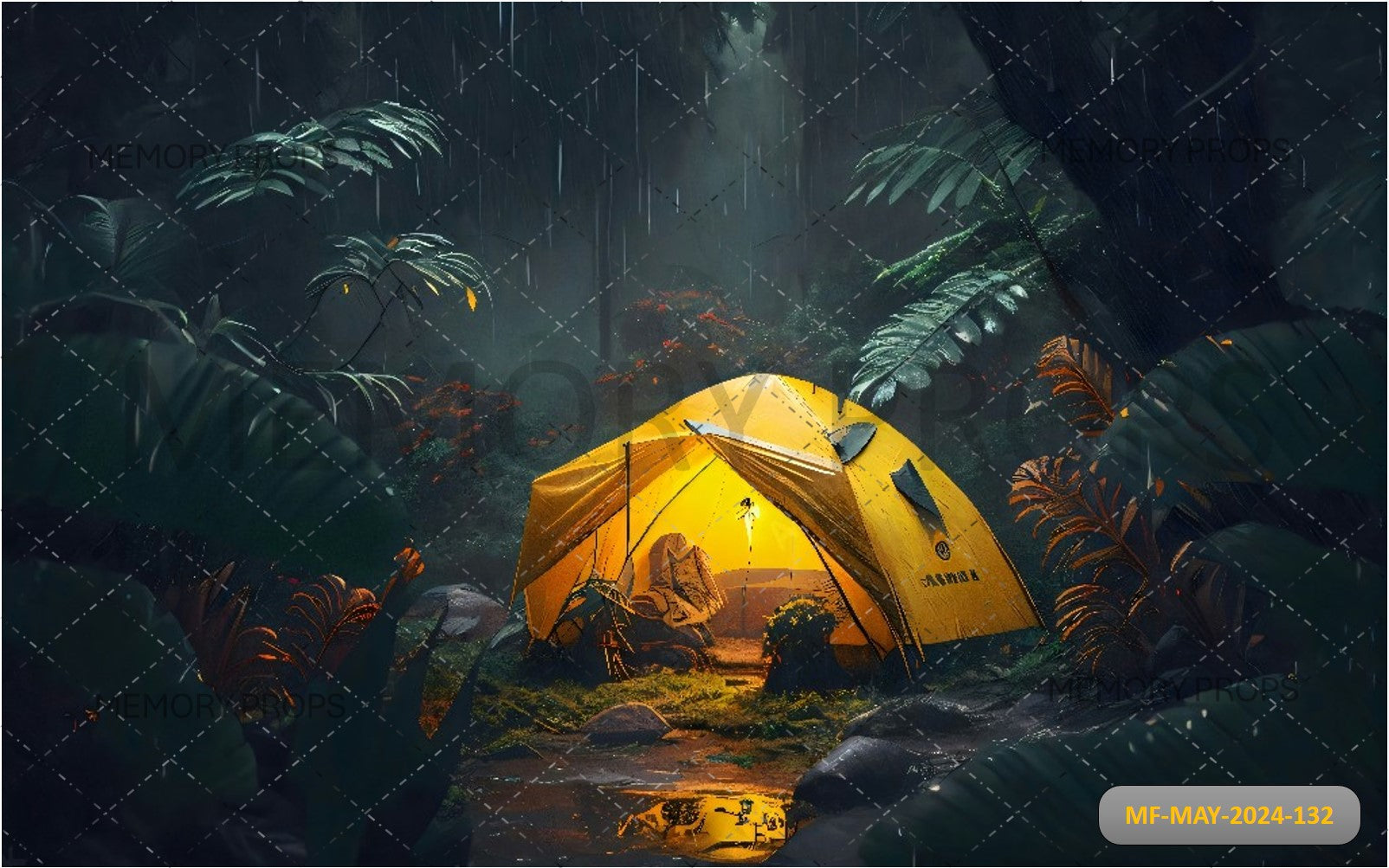 CAMPING IN THE FOREST AT NIGHT - BABY PRINTED BACKDROPS