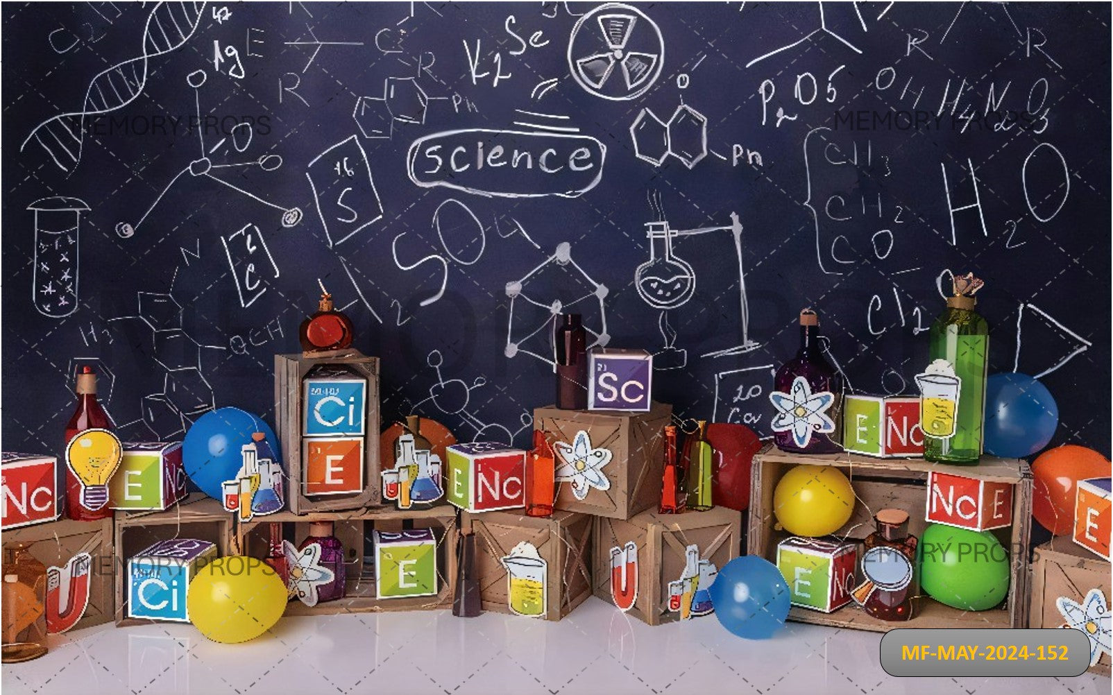 SCIENTIST SUBJECT BLACKBOARD SCHOOL PRINTED BACKDROP