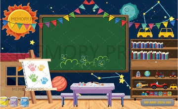 CLASSROOM WITH BOARD AND TOSY STOCK PRINTED BACKDROP