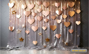 ROSE GOLD AND SILVER HEART VALENTINES DECORATION - PRINTED BACKDROPS