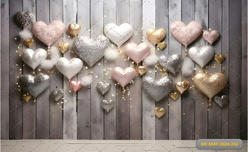 SPARKLY GOLDEN AND SILVER HEART WALL DECORATION - PRINTED BACKDROPS