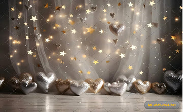 ROMANTIC GOLDEN STAR AND HEART - PRINTED BACKDROPS