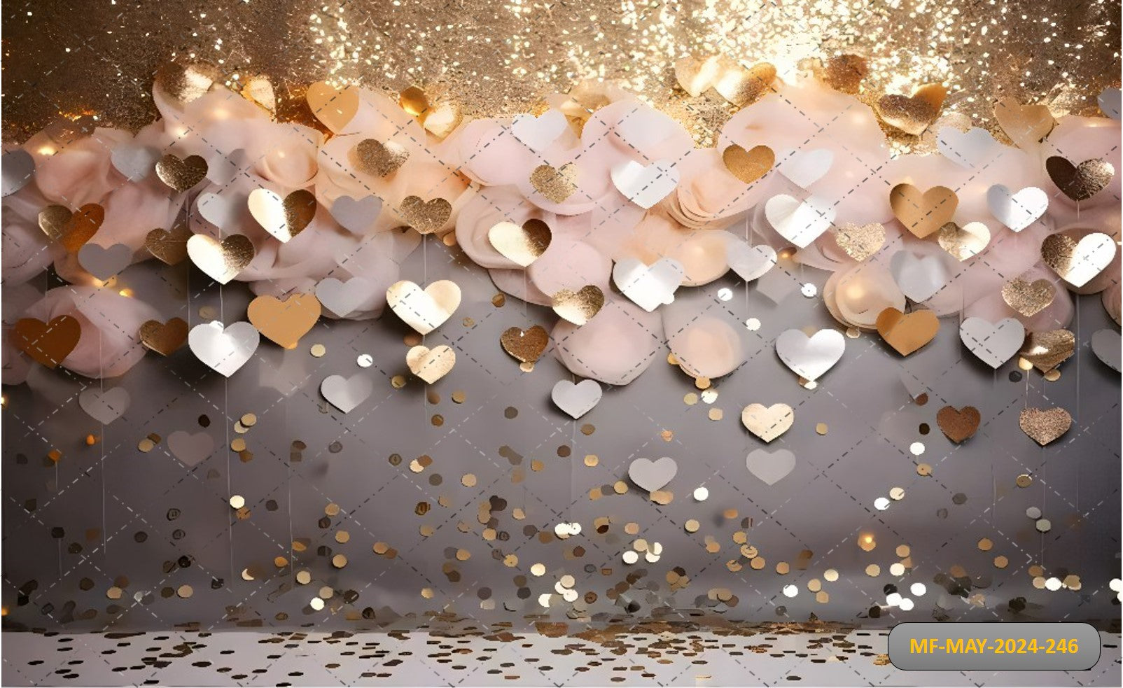 VALENTINES DAY GLITTER HEART - PRINTED BACKDROPS