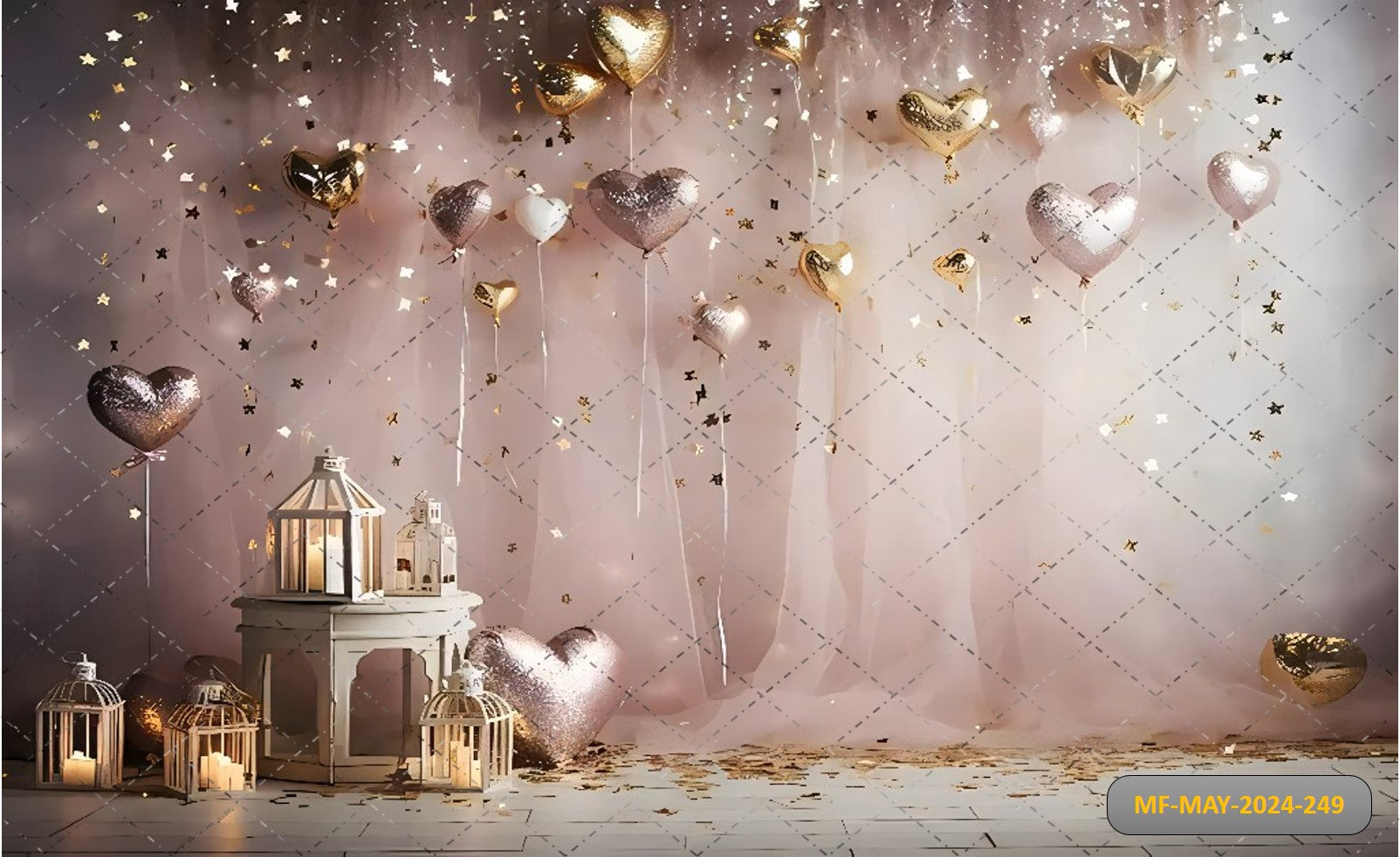 SPARKLING HEART AND STARS - PRINTED BACKDROPS