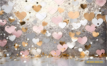 PASTEL PINK HEARTS FALLING AGAINST A GLITTERY - PRINTED BACKDROPS