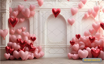 RED PINK BALLOONS WITH WALL - PRINTED BACKDROPS