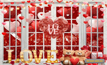 LOVE LIGHT WITH BALLOONS VALENTINES DECORATION - PRINTED BACKDROPS