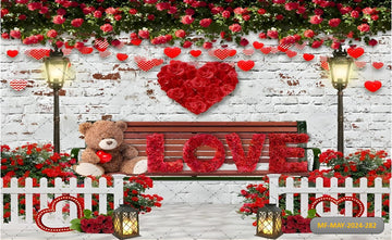 MOCSICKA VALENTINES DAY RED ROSE BRICK - PRINTED BACKDROPS