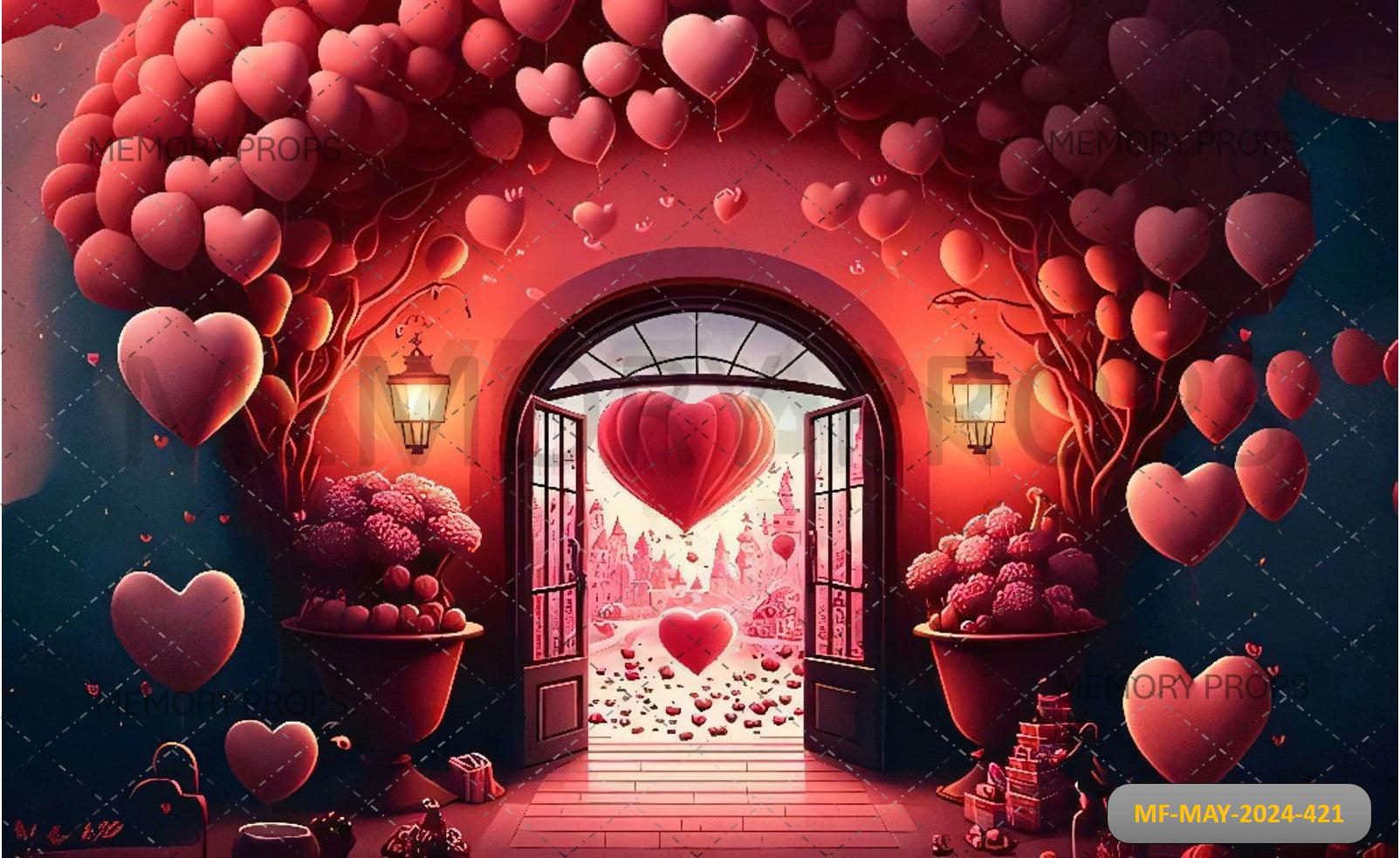 VALENTINES RED AIR BALLOONS DECORATINE - PRINTED BACKDROPS