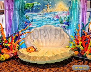 SEASHELL MERMAID GARLAND - PRINTED BACKDROP