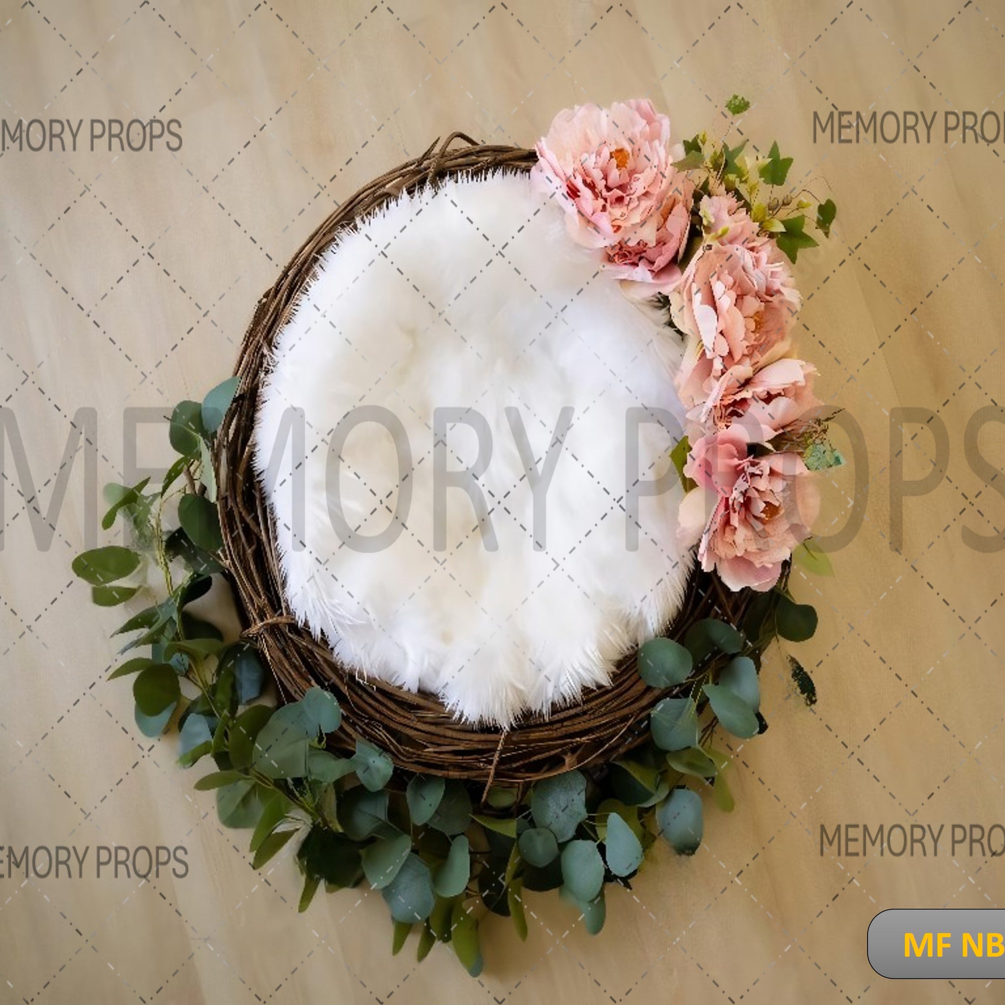 PINK ROSE LEAVES BASKET - PRINTED BACKDROP