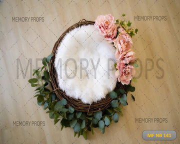 PINK ROSE LEAVES BASKET - PRINTED BACKDROP