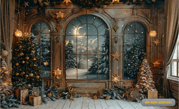 CHRISTMAS SCENE WITH A LARGE WINDOW - PRINTED BACKDROPS