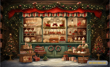 CHRISTMAS FESTIVE BAKERY WINDOW - PRINTED BACKDROPS