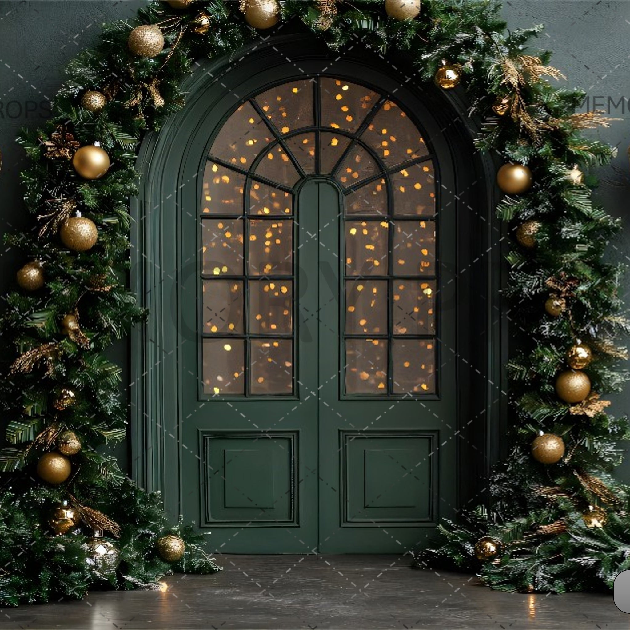 CHRISTMAS TREE GREEN WALL DOOR - PRINTED BACKDROPS