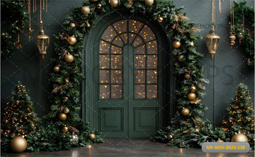 CHRISTMAS TREE GREEN WALL DOOR - PRINTED BACKDROPS