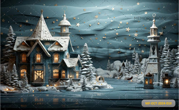 CHRISTMAS VILLAGE WINTER NIGHT - PRINTED BACKDROPS