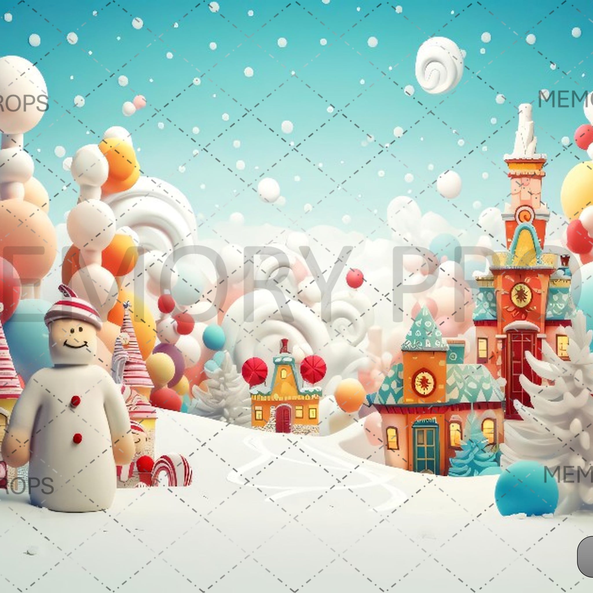 CHRISTMAS ENE INTHE SNOW WITH CANDY - PRINTED BACKDROPS