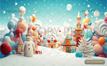 CHRISTMAS ENE INTHE SNOW WITH CANDY - PRINTED BACKDROPS