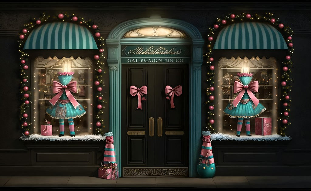 DOOR WITH A CHRISTMAS TREE ON IT THAT SAYS NUTCRACKER - PRINTED BACKDROPS