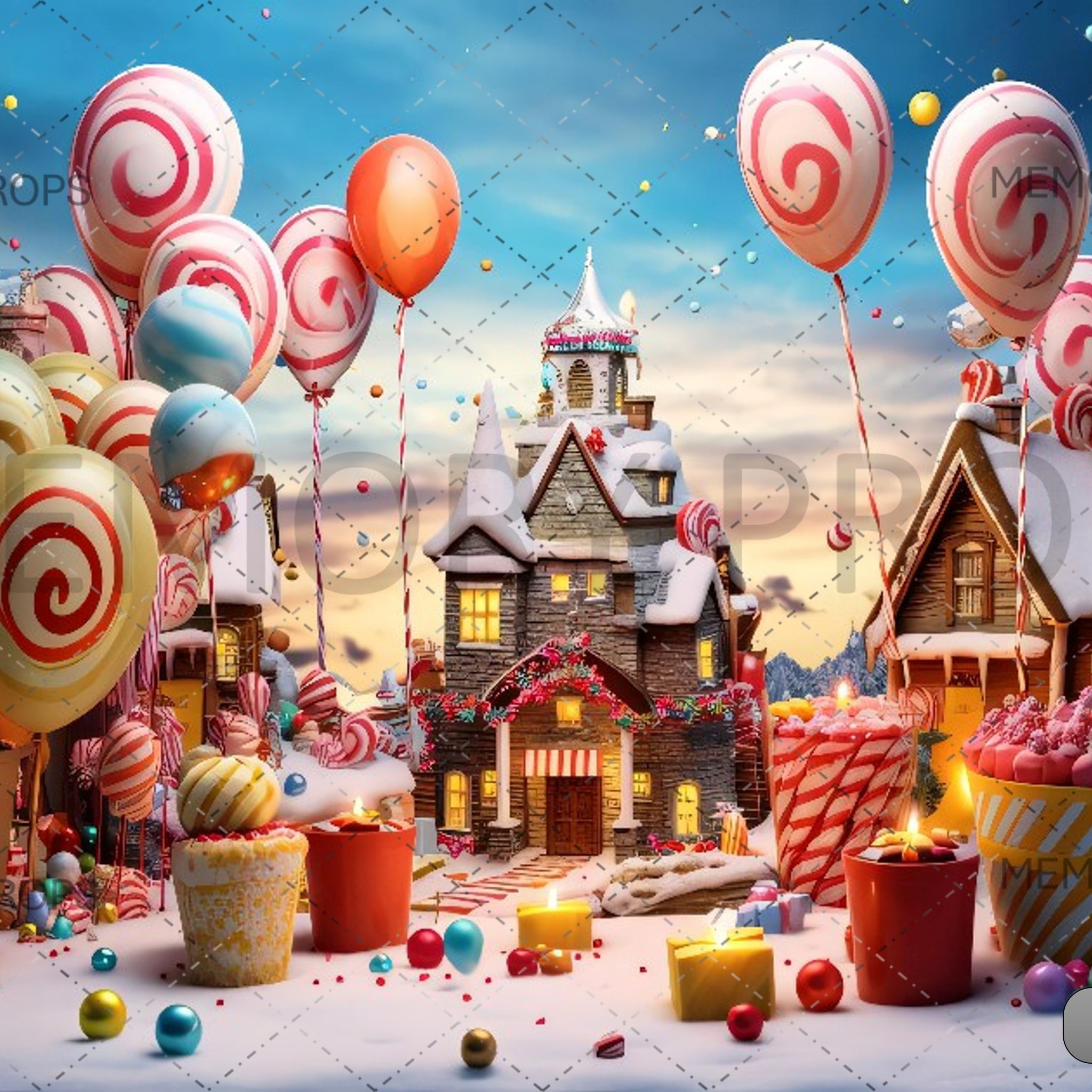 CANDY CANE CARNIVAL CHRISTMAS - PRINTED BACKDROPS