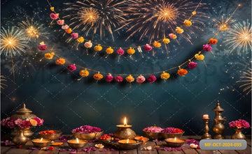 DIWALI BANNER WITH STUNNING FLOWERS - PRINTED BACKDROPS