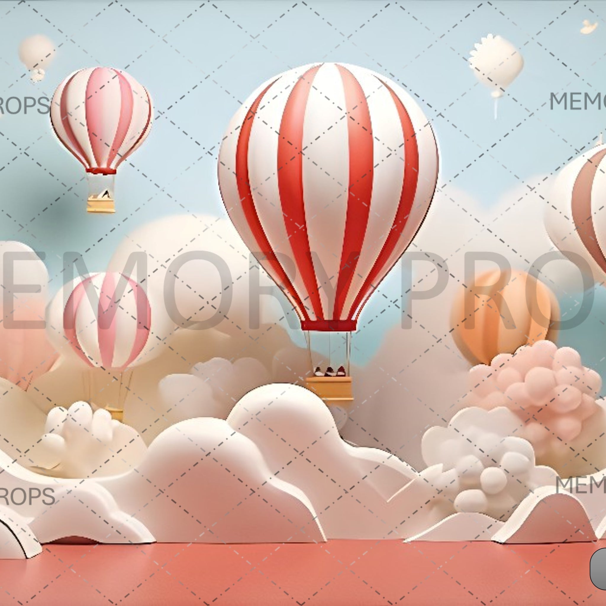 LANDSCAPE WITH HOT AIR BALLOONS - PRINTED BACKDROPS